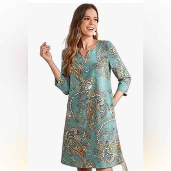 Emery Paisley Print notched neck tunic Dress in size 3Xl - Picture 1 of 5